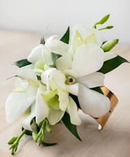 Orchid Corsage on Gold Band