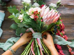 A lovely bouquet is wrapped in ribbon for use in a Missouri wedding